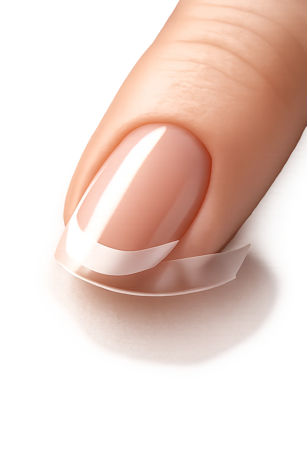 Nail with guide positioned under tip to ensure a crisp line