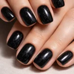 12 Black Short Squoval Nails That Go with All