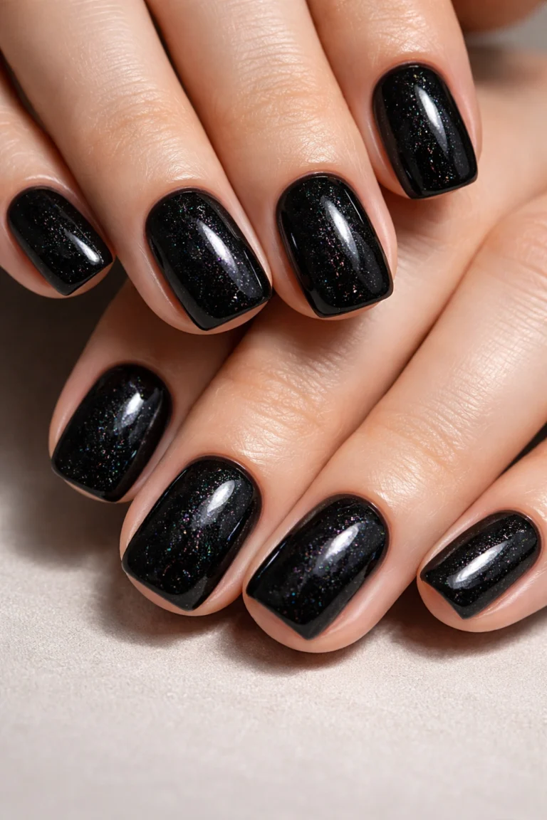 12 Black Short Squoval Nails That Go with All