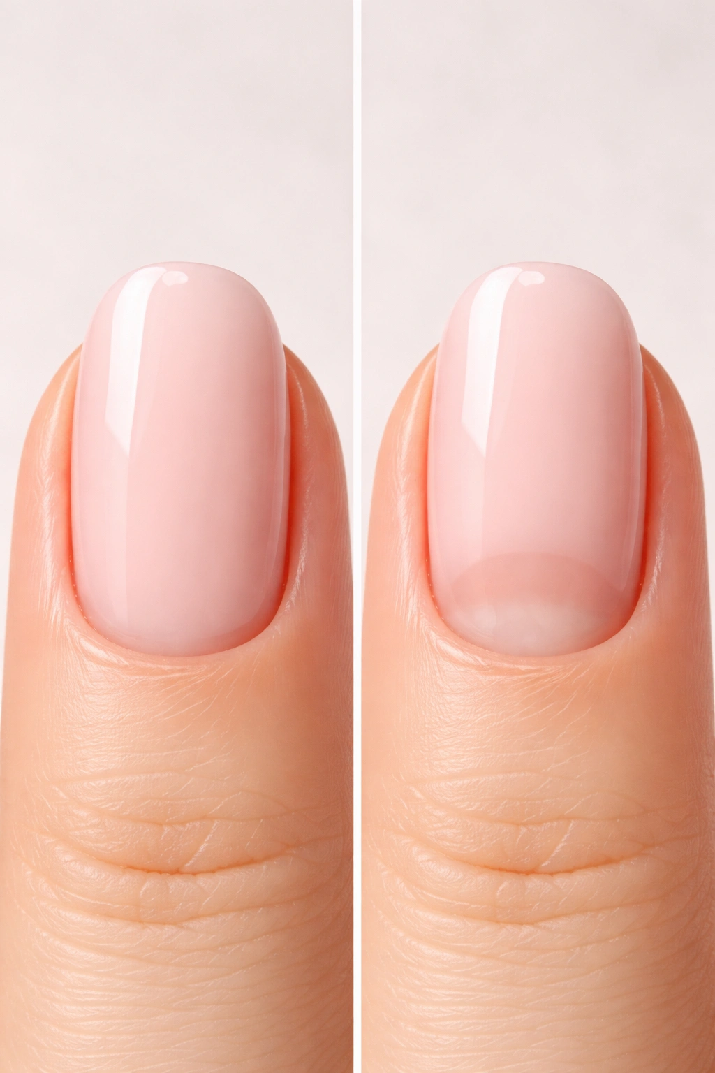 Side-by-side nails showing regrowth to illustrate longevity