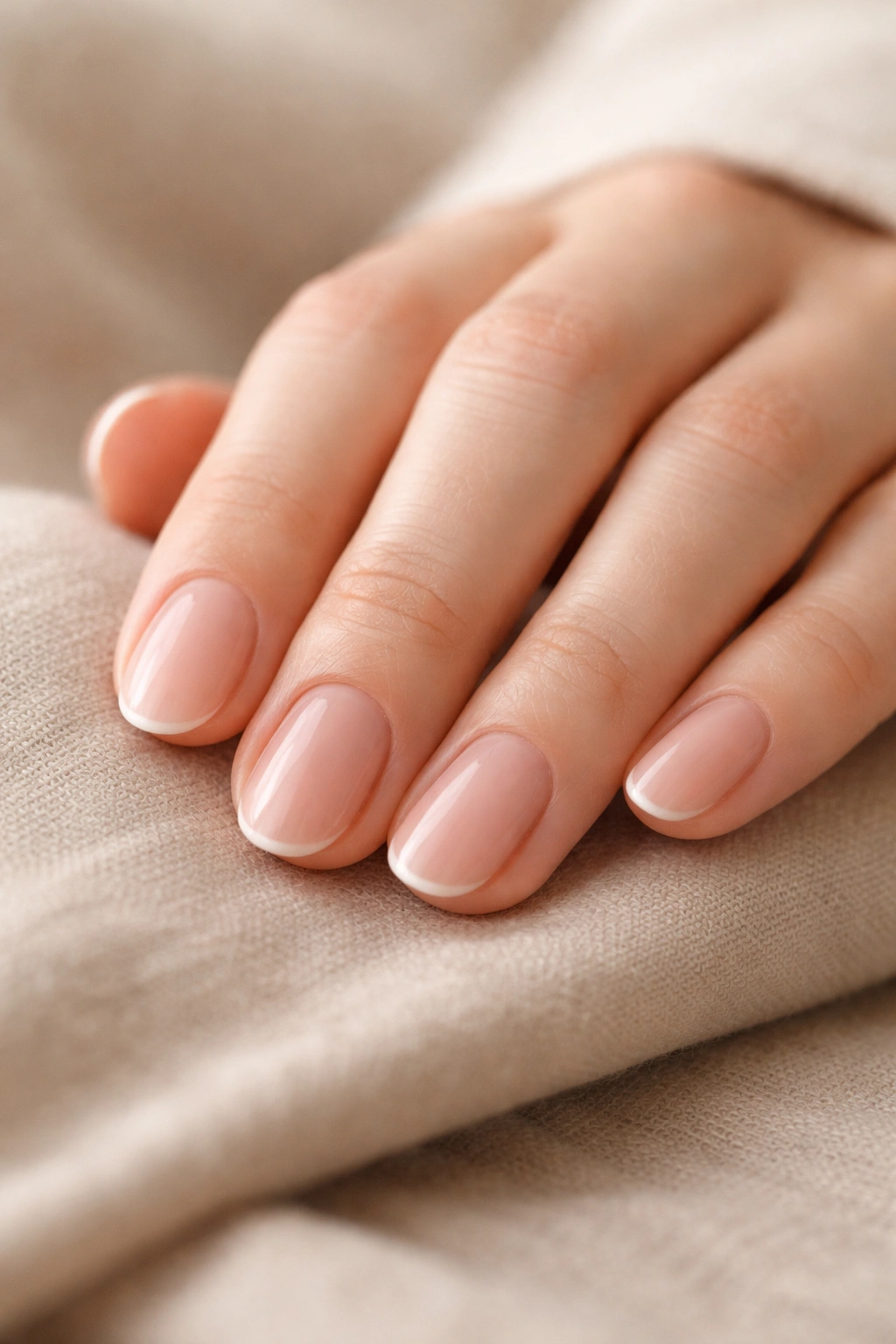 Calm hand with natural nails resting to reflect compatible shape