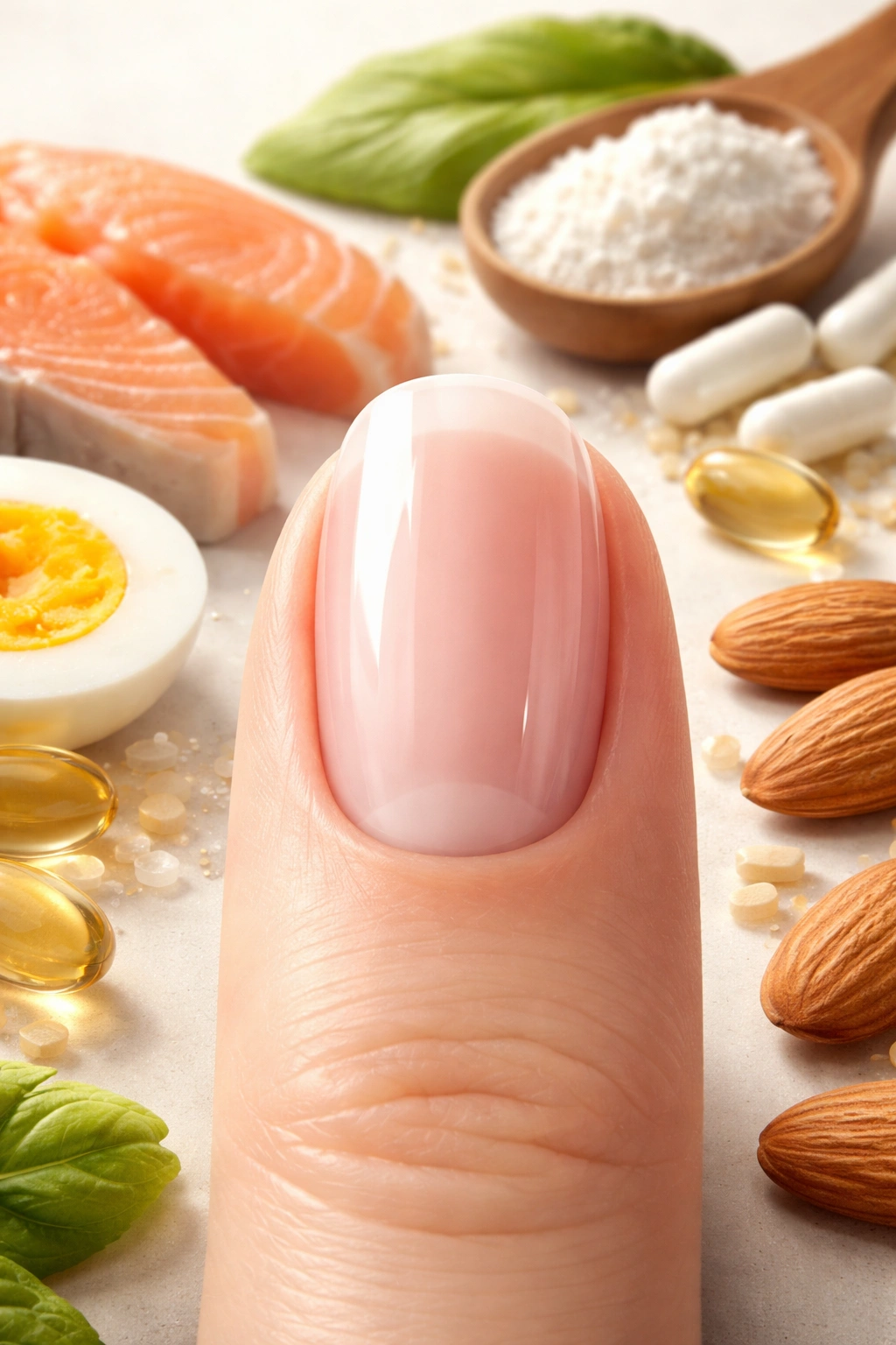 Close-up of a healthy nail with glossy finish