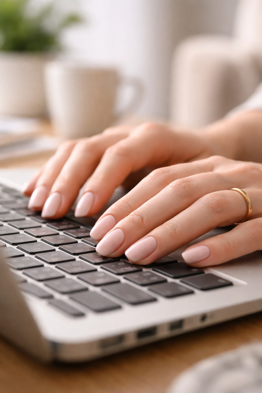 Hands with round nails performing daily tasks to illustrate practicality