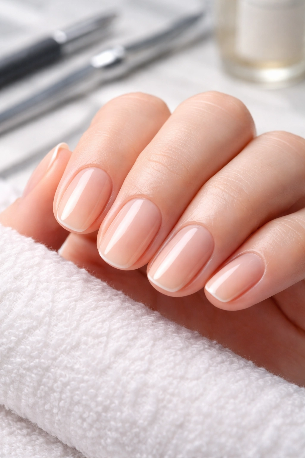 Bare nails with smooth surfaces prepared for cat eye polish