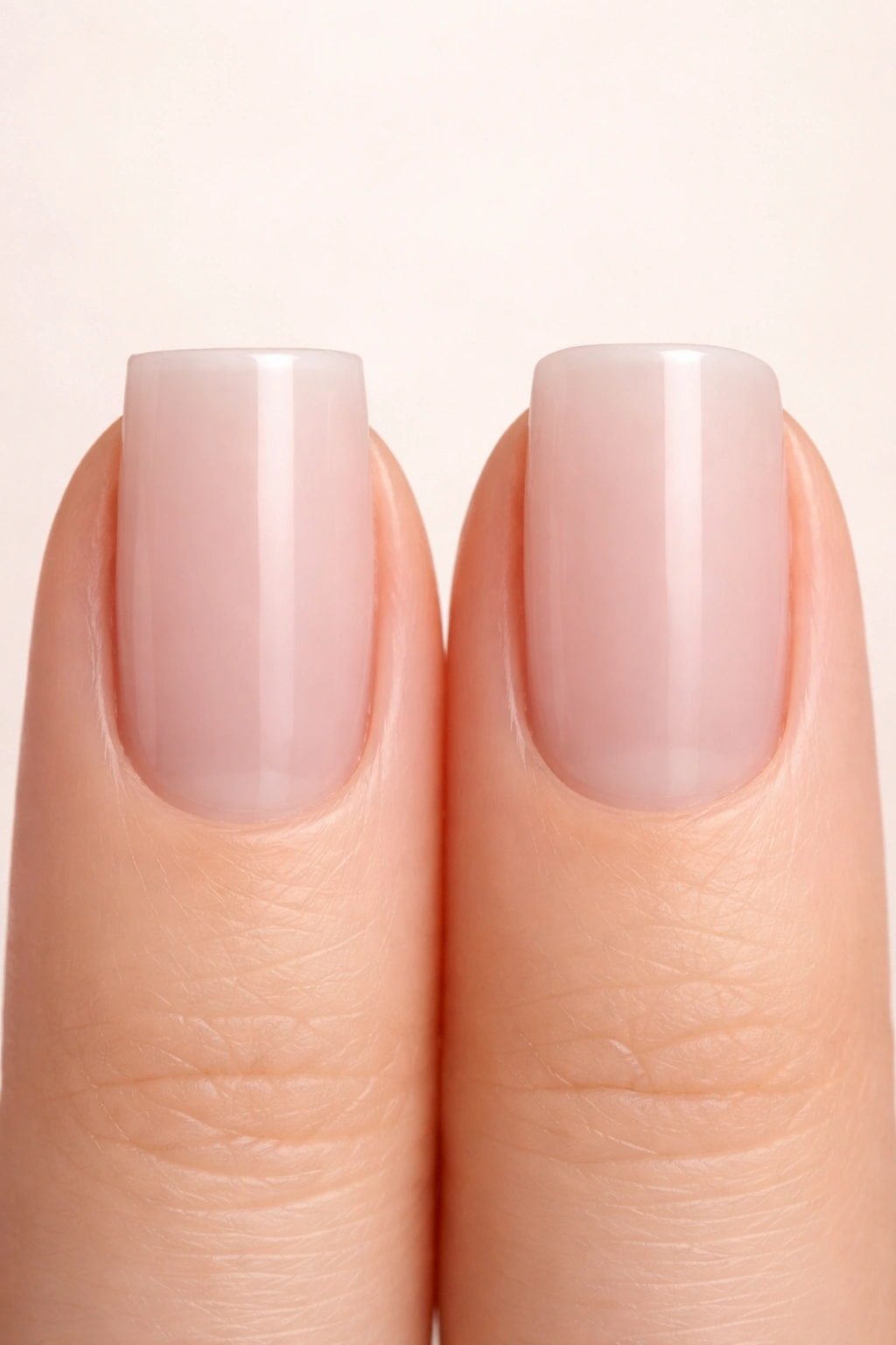 Close-up of nails showing sharp square corner vs rounded soft square corner