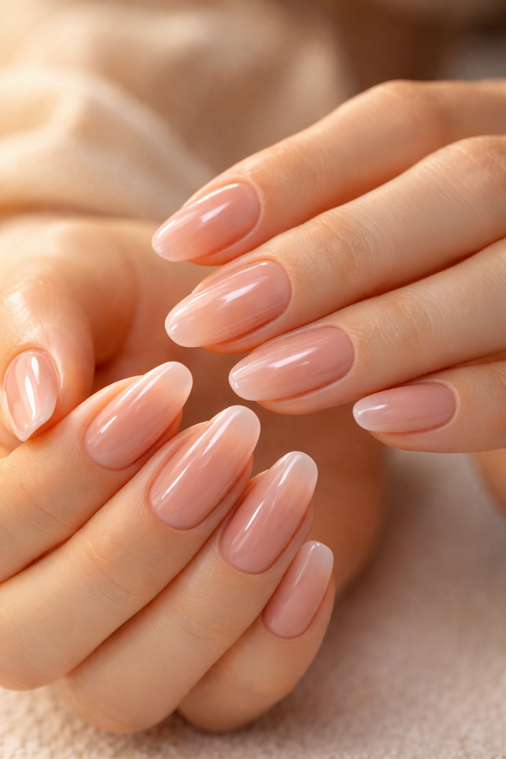 Nails with glossy top coat showing sealed edges in the first 24 hours