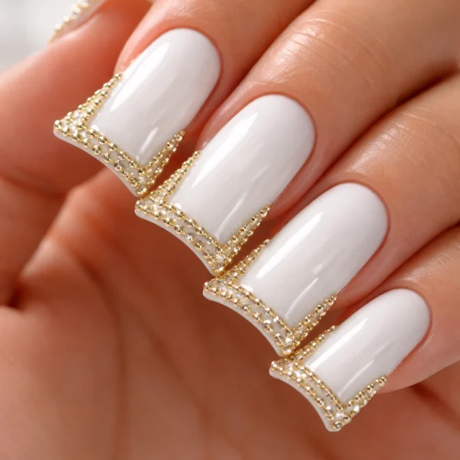 12 Duck Nails With Rhinestones