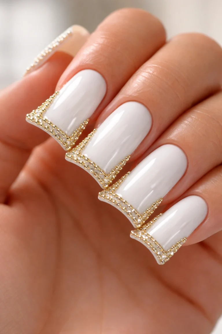 12 Duck Nails With Rhinestones