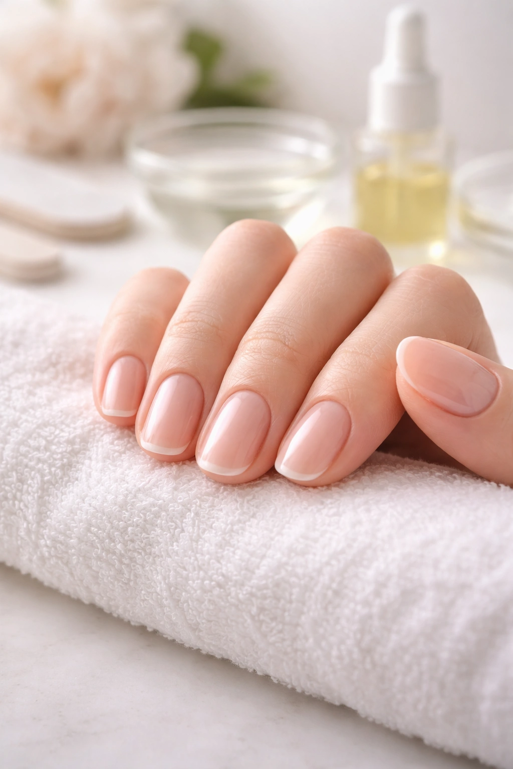 Natural bare nails after acrylic removal, showing healthy nail beds