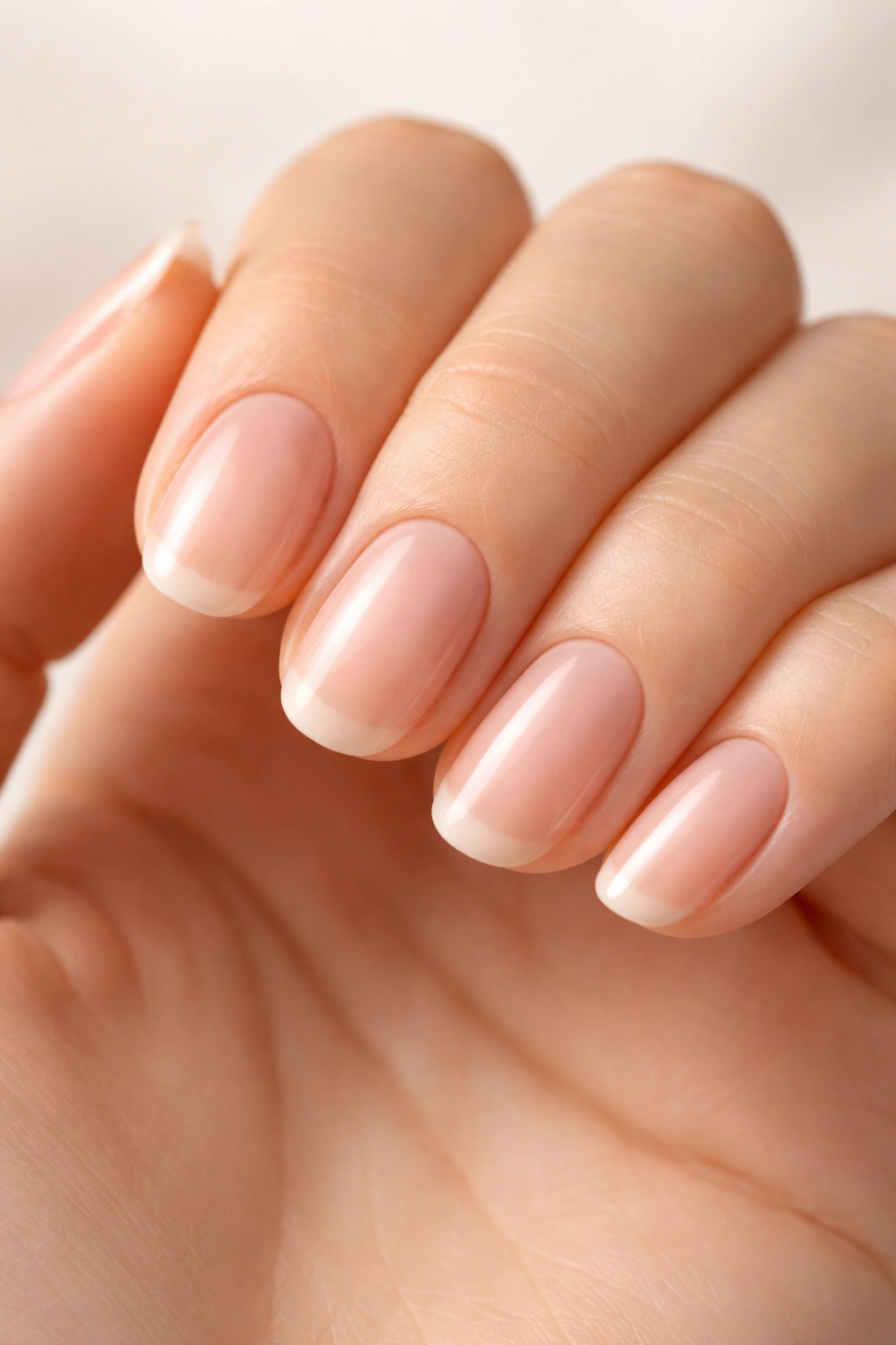 Close-up of healthy natural nails and nail beds