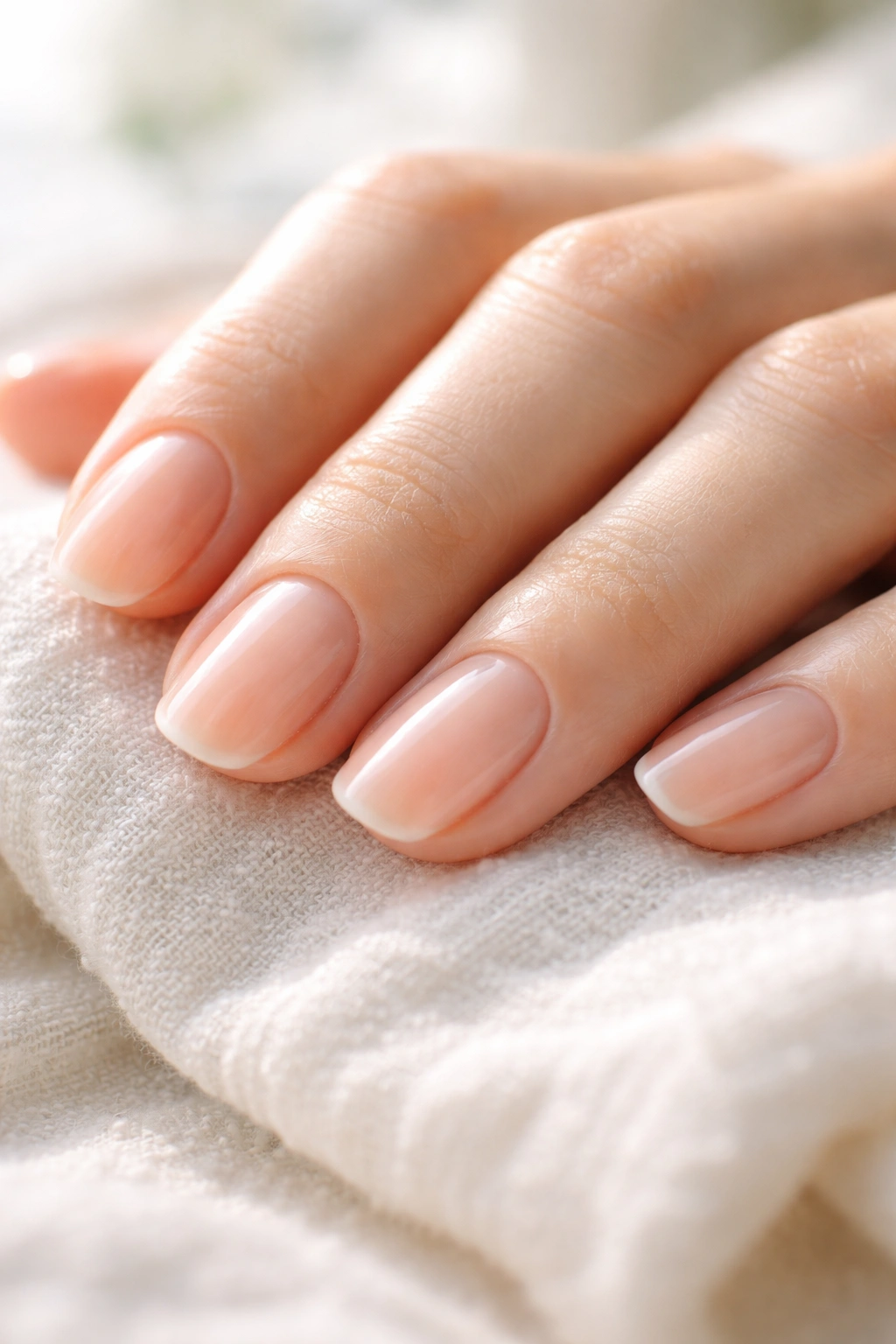 Bare natural nails with hydrated cuticles