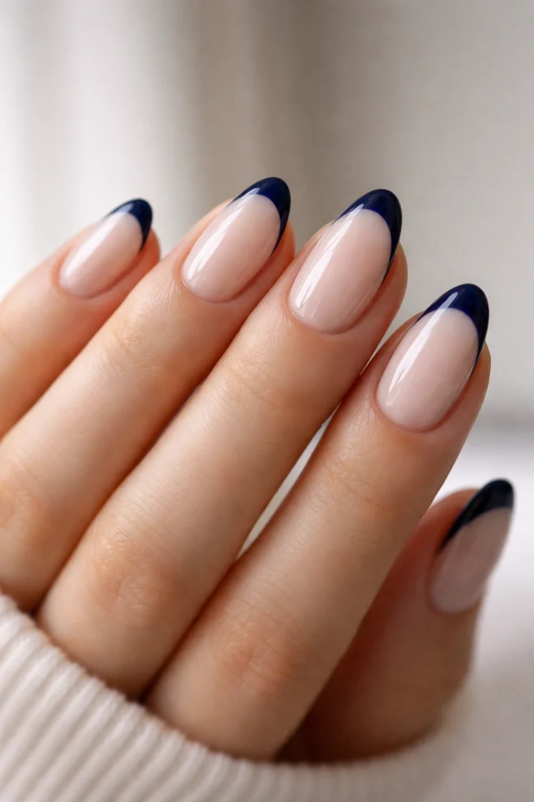 15 Short Navy Blue Almond Nails That Look Expensive