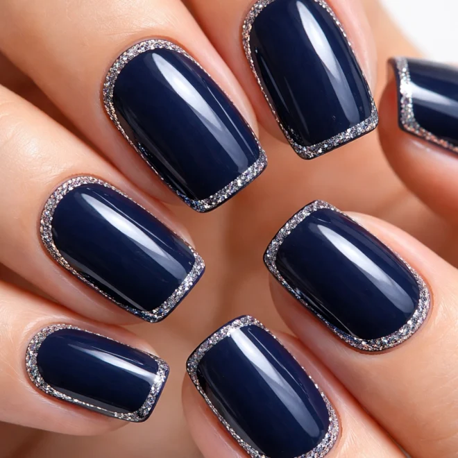 15 Navy Blue Short Squoval Nails Worth Trying