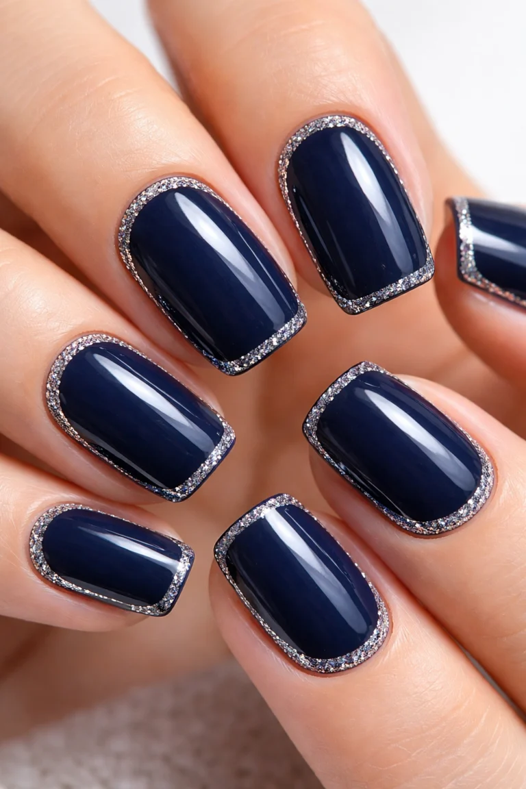 15 Navy Blue Short Squoval Nails Worth Trying