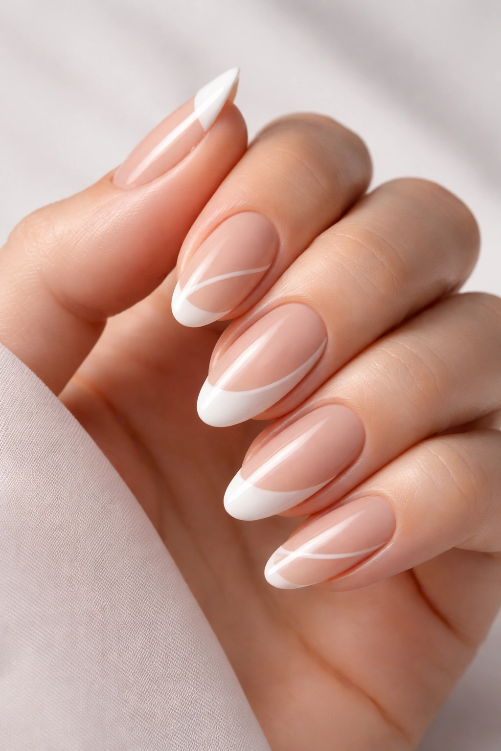 Nails with negative space accents showing bare sections