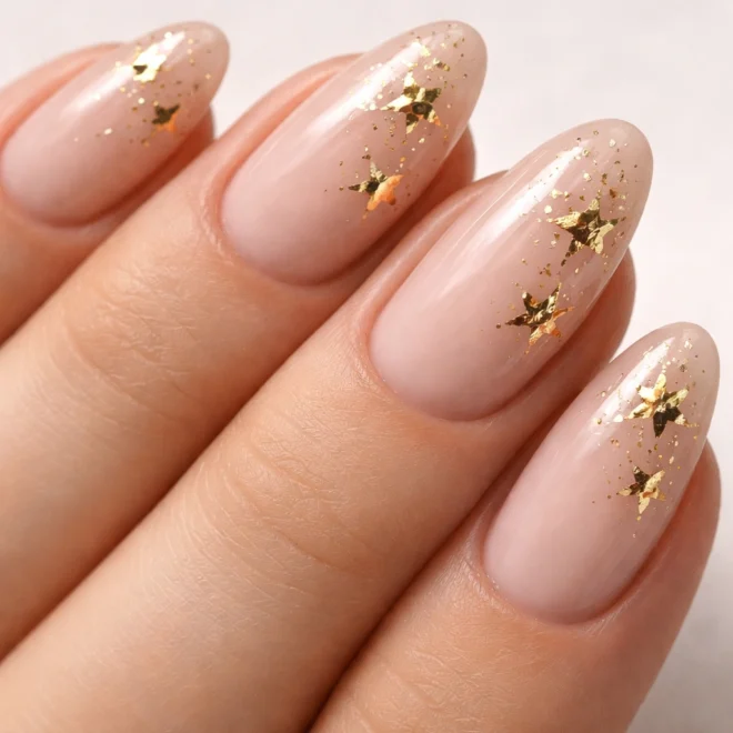 15 Short Almond Nails With Star Designs