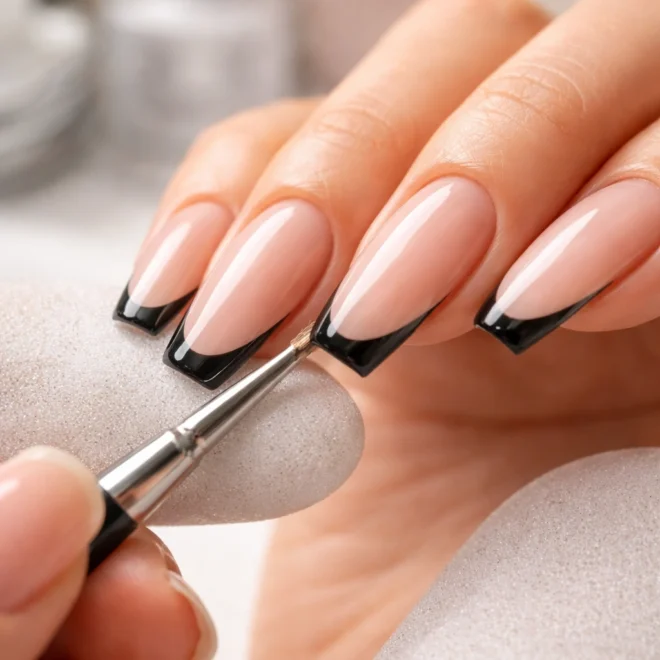 15 Black French Tip Ballerina Nails That Look Sharp
