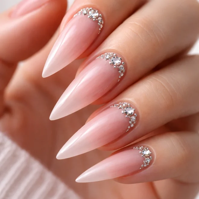 15 Pink French Tip Stiletto Nail Ideas