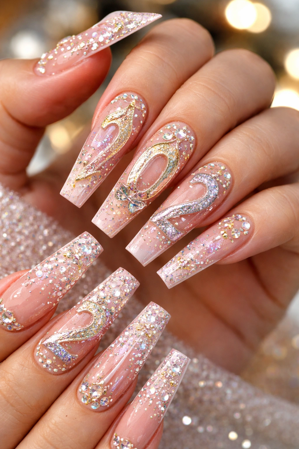 Coffin nails with bold numeral motif design