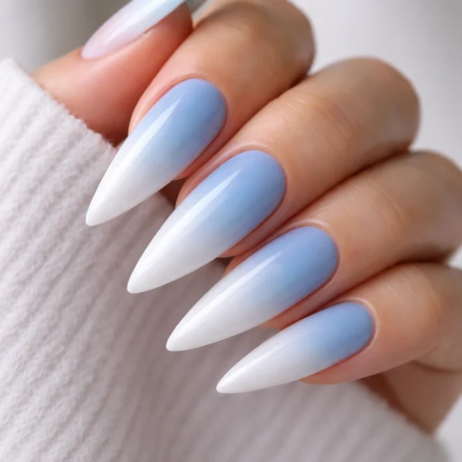 10 Baby Blue French Tip Stiletto Nail Ideas