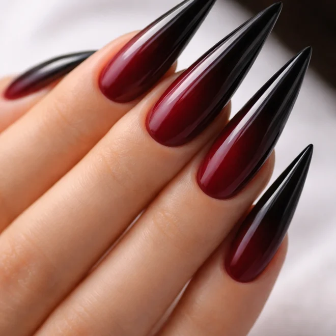12 Burgundy Stiletto Nail Ideas