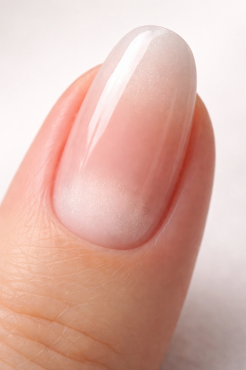 Nail with ombré gradient highlighting visible growth at the base