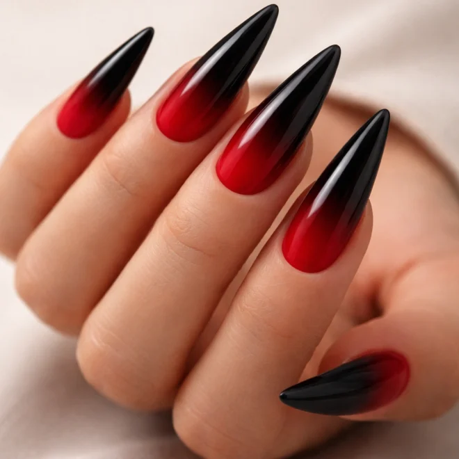 15 Black and Red Stiletto Nail Ideas