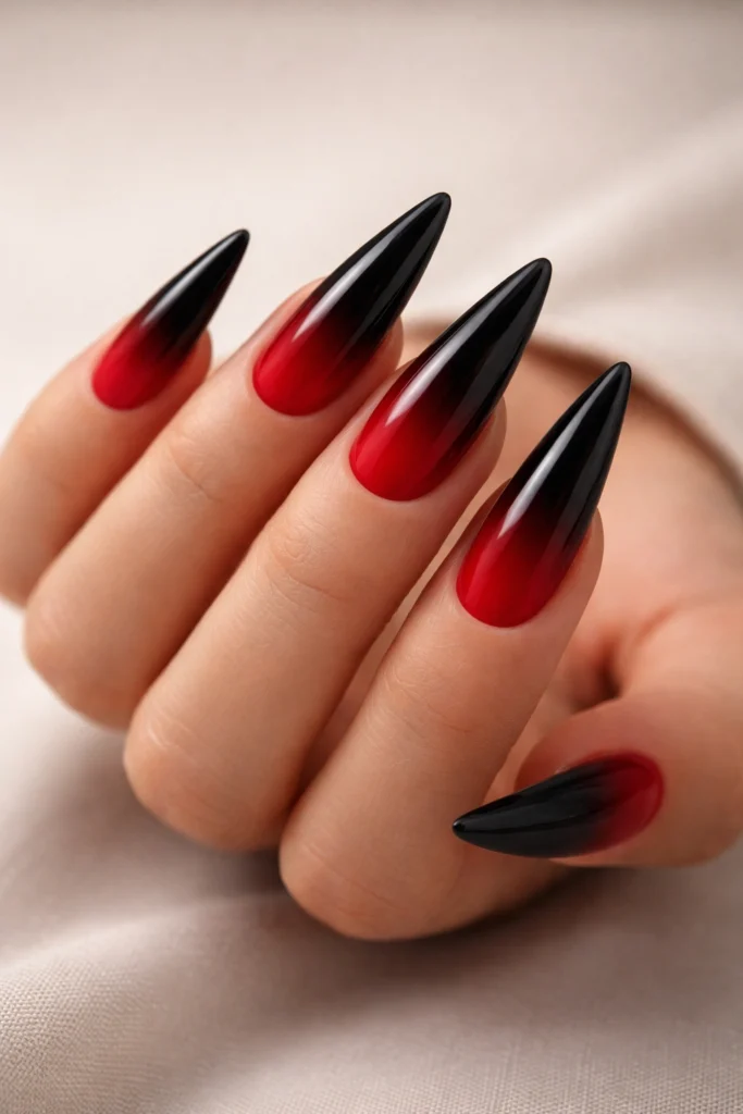 15 Black and Red Stiletto Nail Ideas