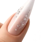 10 White Stiletto Nails With Rhinestones
