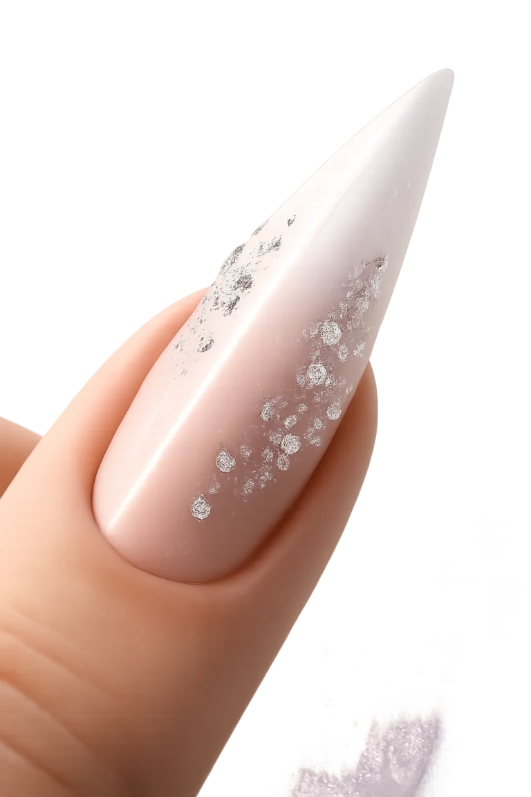 10 White Stiletto Nails With Rhinestones