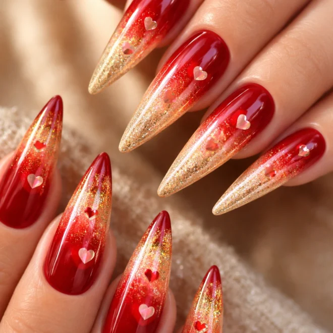 10 Heart Stiletto Nail Ideas