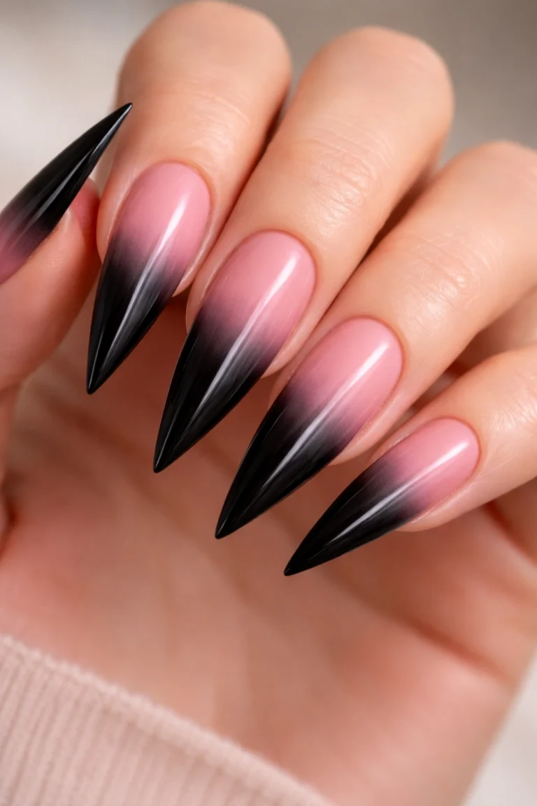 18 Black and Pink Stiletto Nail Ideas