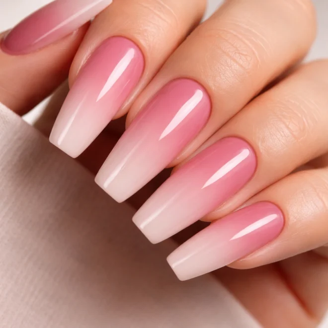 16 Light Pink Coffin Nails for Long Nails