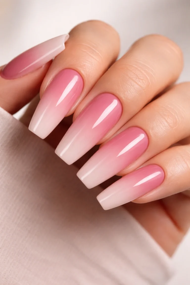16 Light Pink Coffin Nails for Long Nails