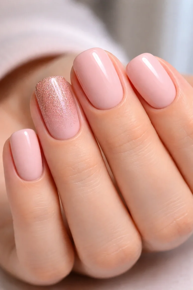 15 Short Squoval Glitter Accent Nail Ideas