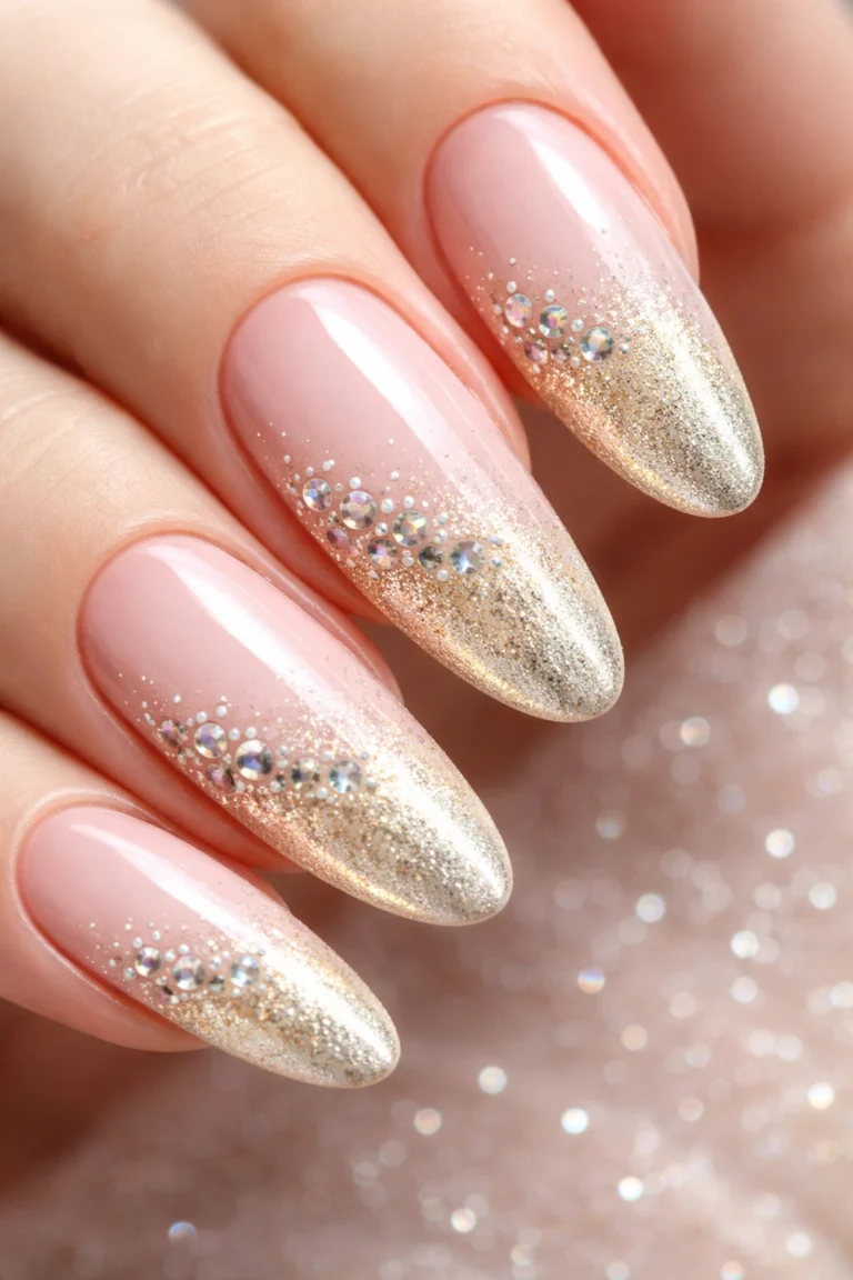 10 Long Oval Nails with Rhinestones That Sparkle