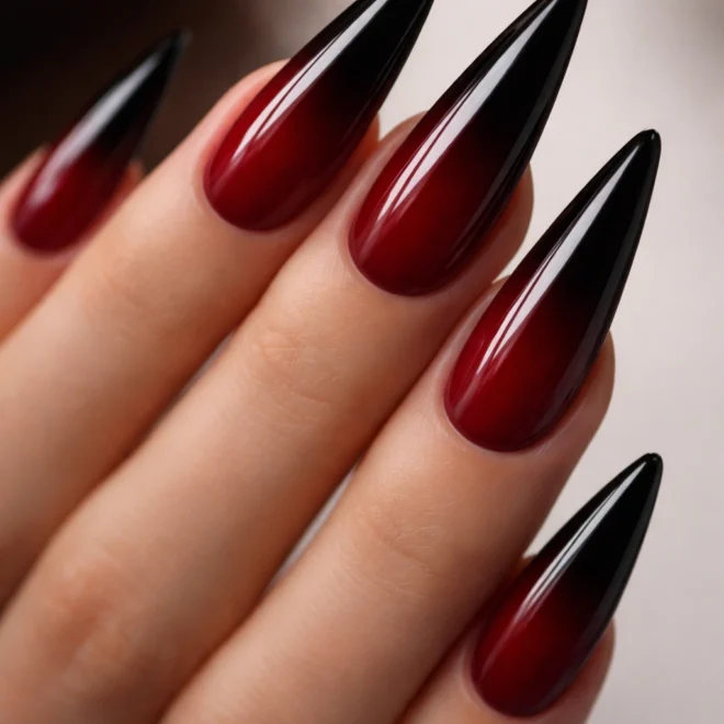 18 Black and Red Ombre Stiletto Nail Ideas