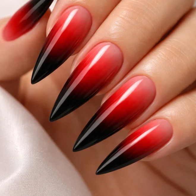 18 Red French Tip Stiletto Nail Ideas