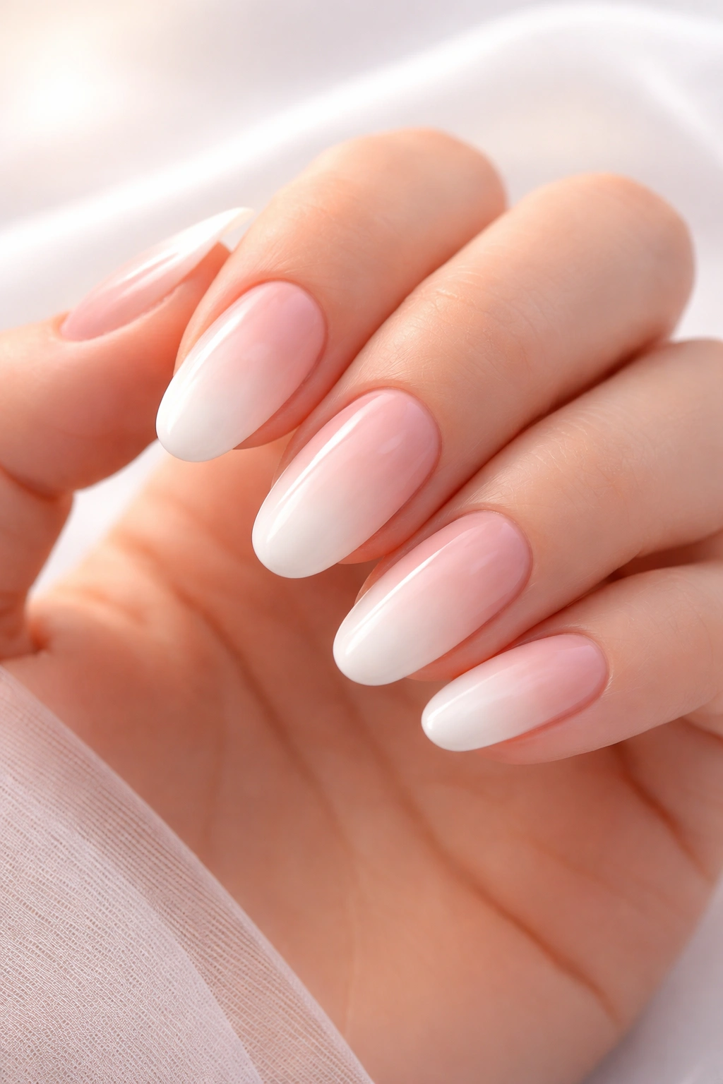 Close-up of refined ombré nails showing smooth gradient
