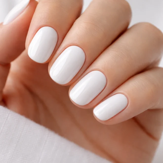 15 Clean White Short Oval Nails