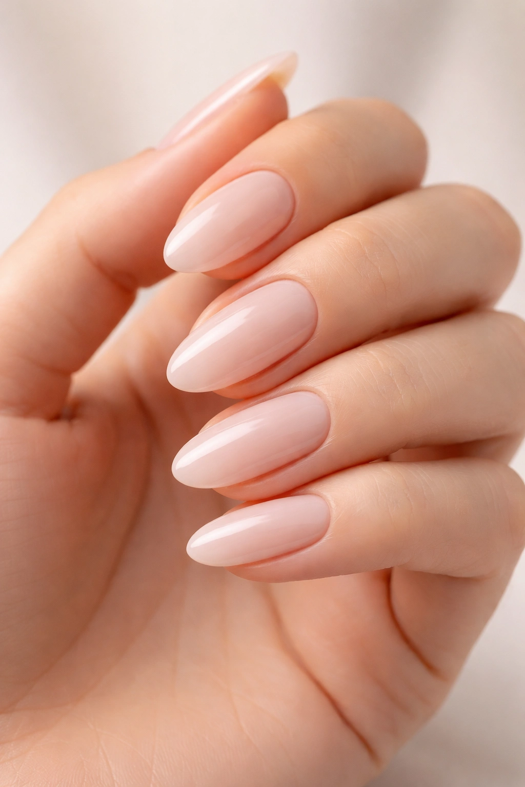 Close-up of oval nails on a hand