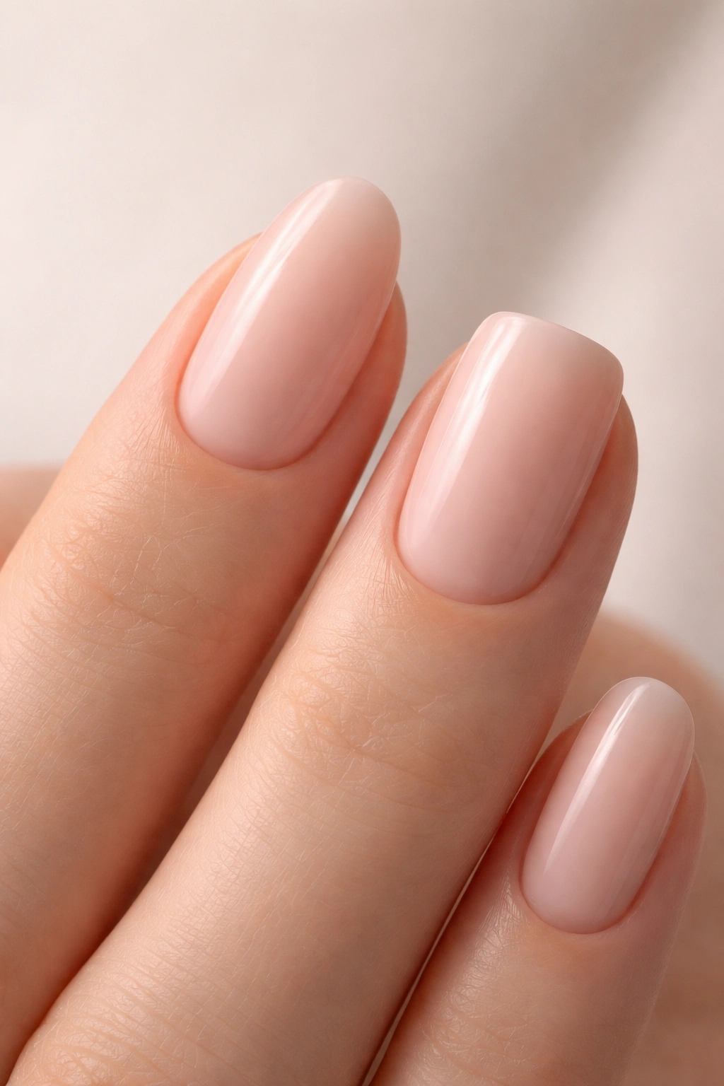 Hand showing both oval and squoval nails to compare aesthetics