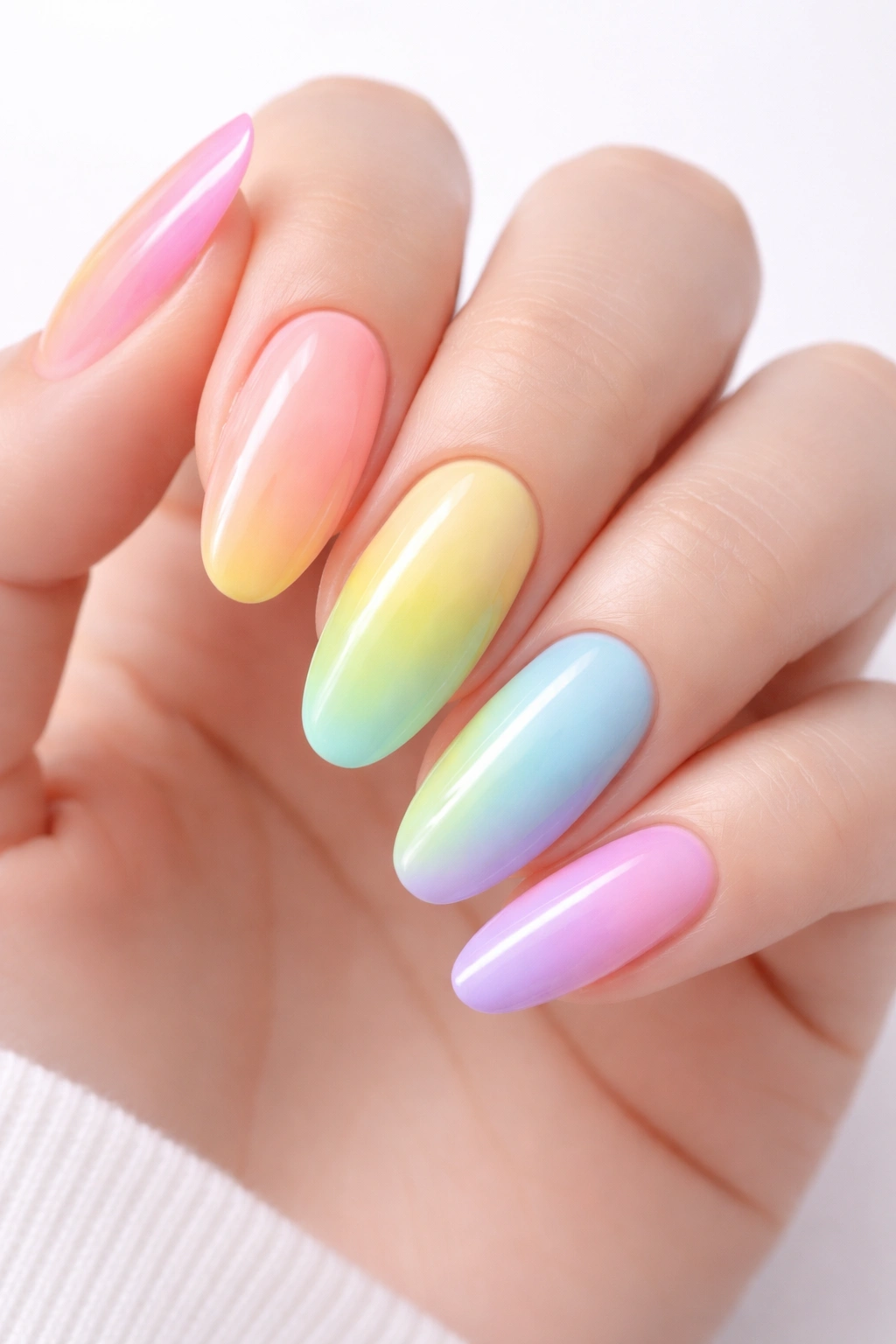 Neon pastel blend nails with soft gradients