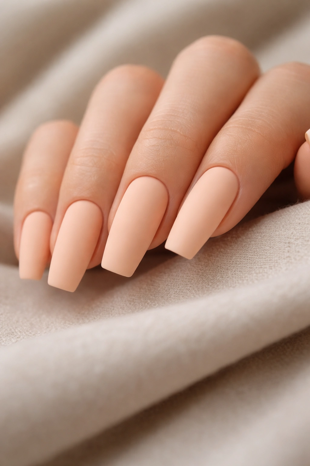 Coffin nails in peachy cream with matte finish