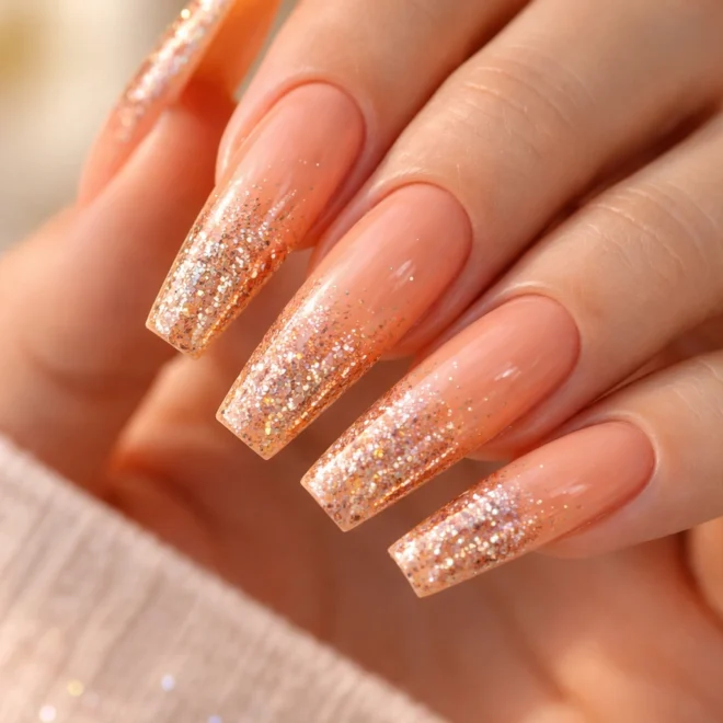 12 Orange Coffin Nail Designs for Long Nails