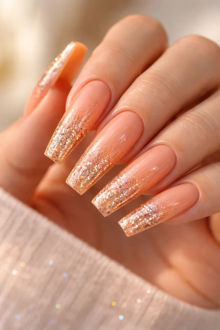 12 Orange Coffin Nail Designs for Long Nails