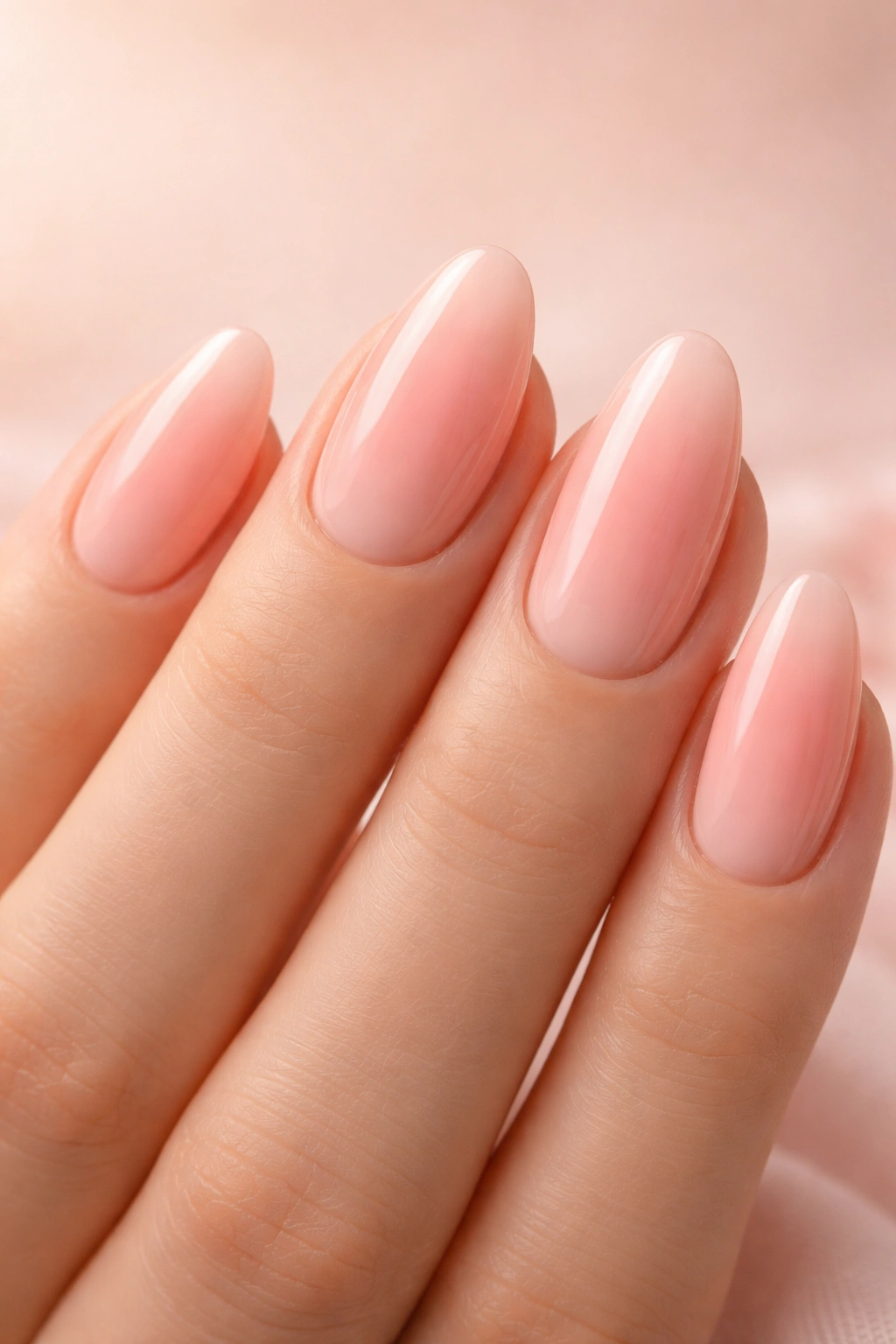 Peachy pink gradient nails with soft ombre