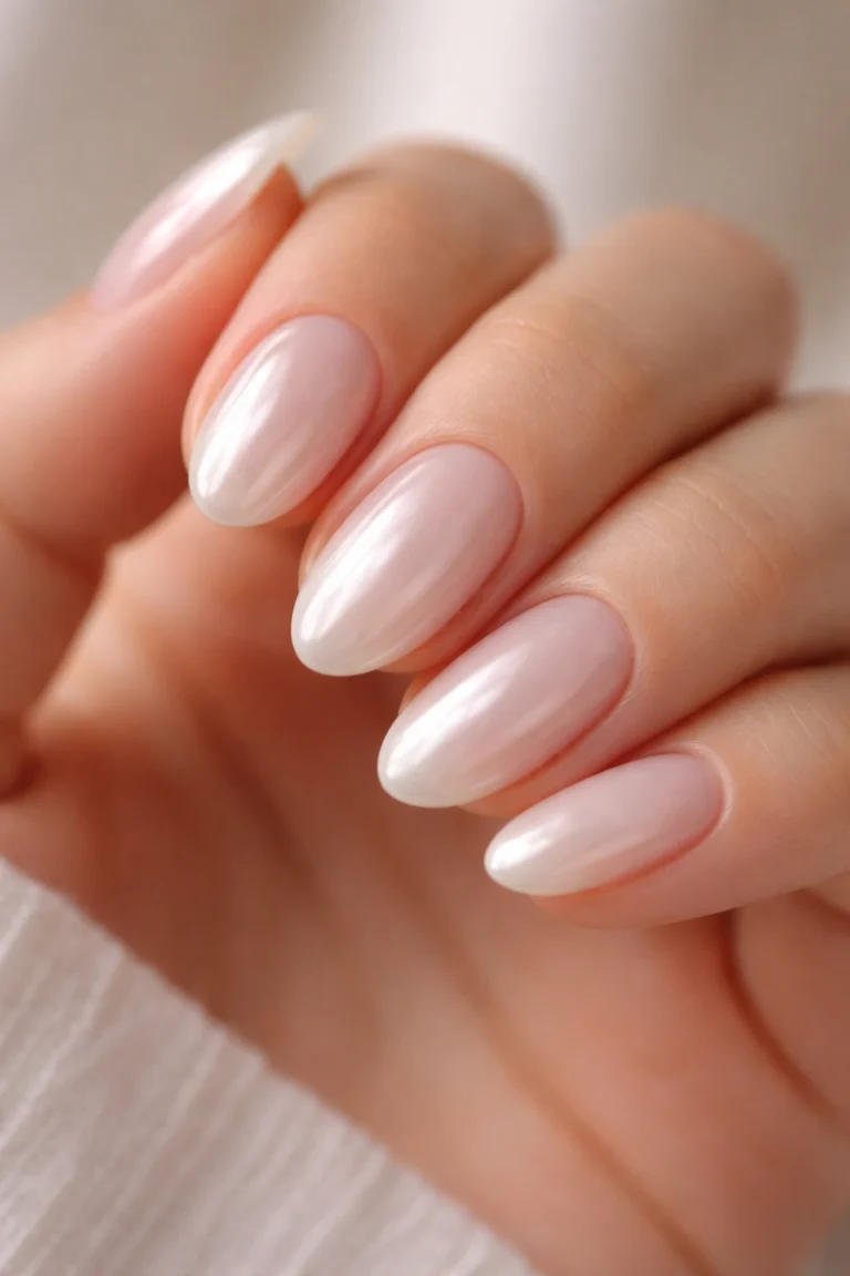 15 Short Milky White Almond Nails That Glow