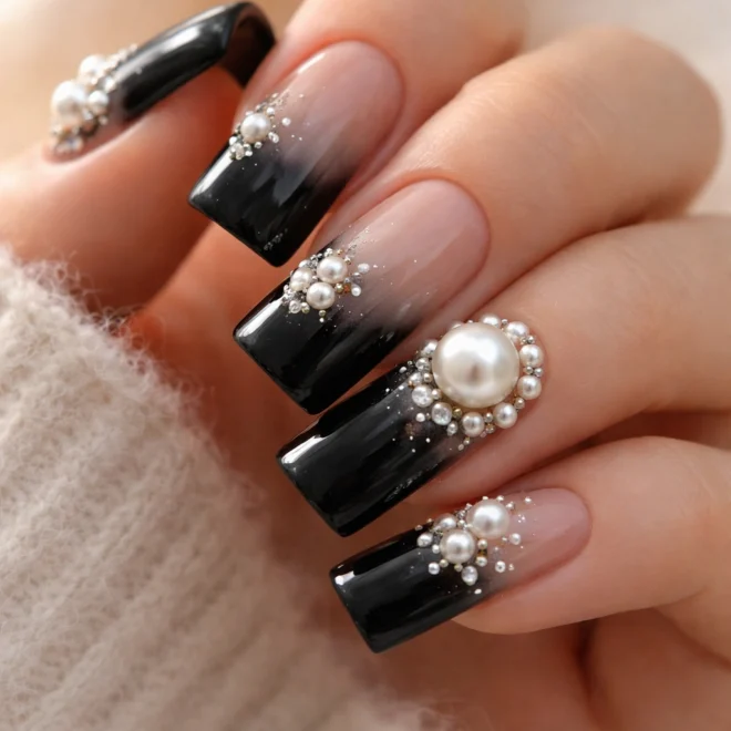 14 Black Duck Nails With Charms