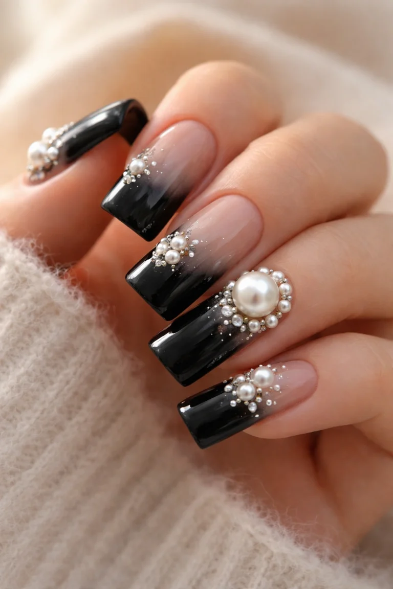 14 Black Duck Nails With Charms